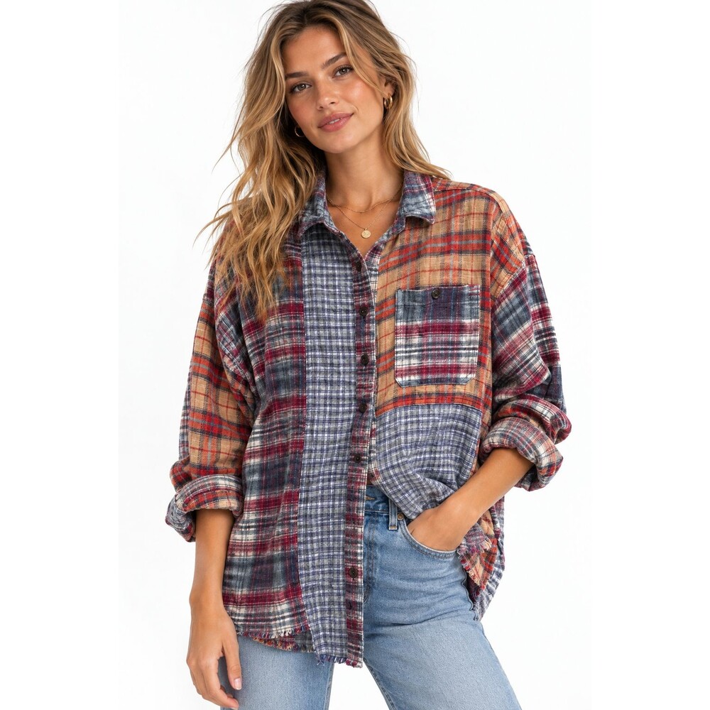 Urban Outfitters BDG Oversized Relaxed Flannel Plaid Shirt Button Down Small
